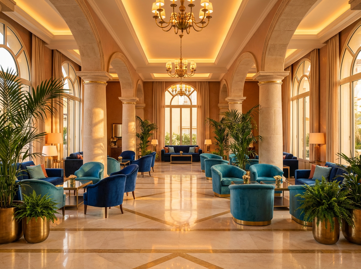 Lobby hôtel 5 étoiles méditerranéen