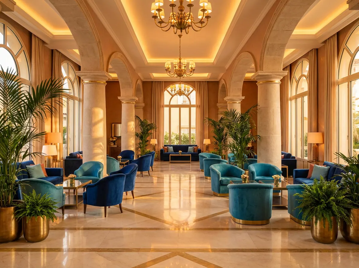 Lobby hôtel 5 étoiles méditerranéen