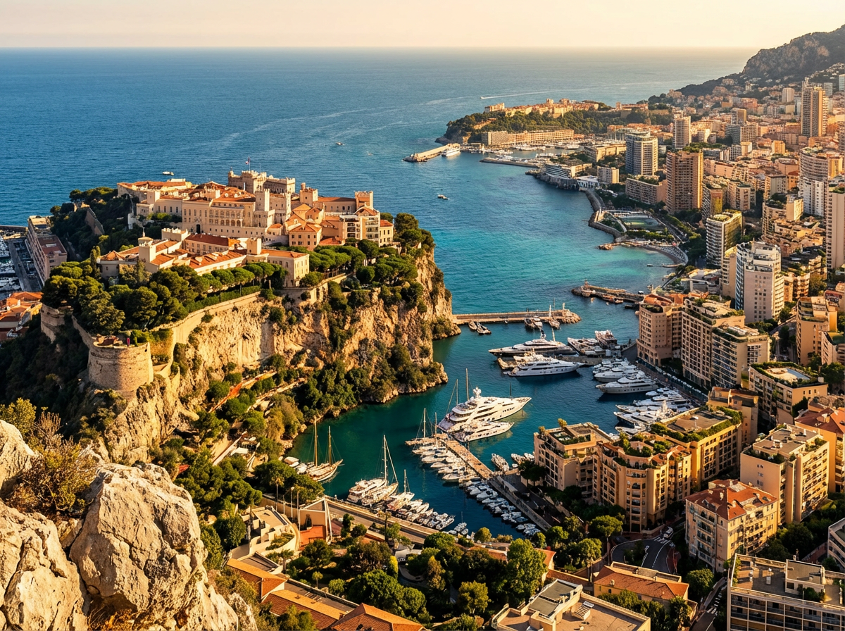 Monaco vue panoramique sur le port et le rocher