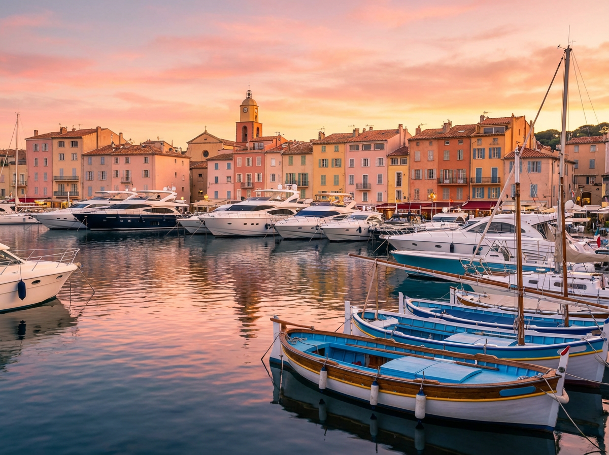 Port de Saint-Tropez au coucher de soleil