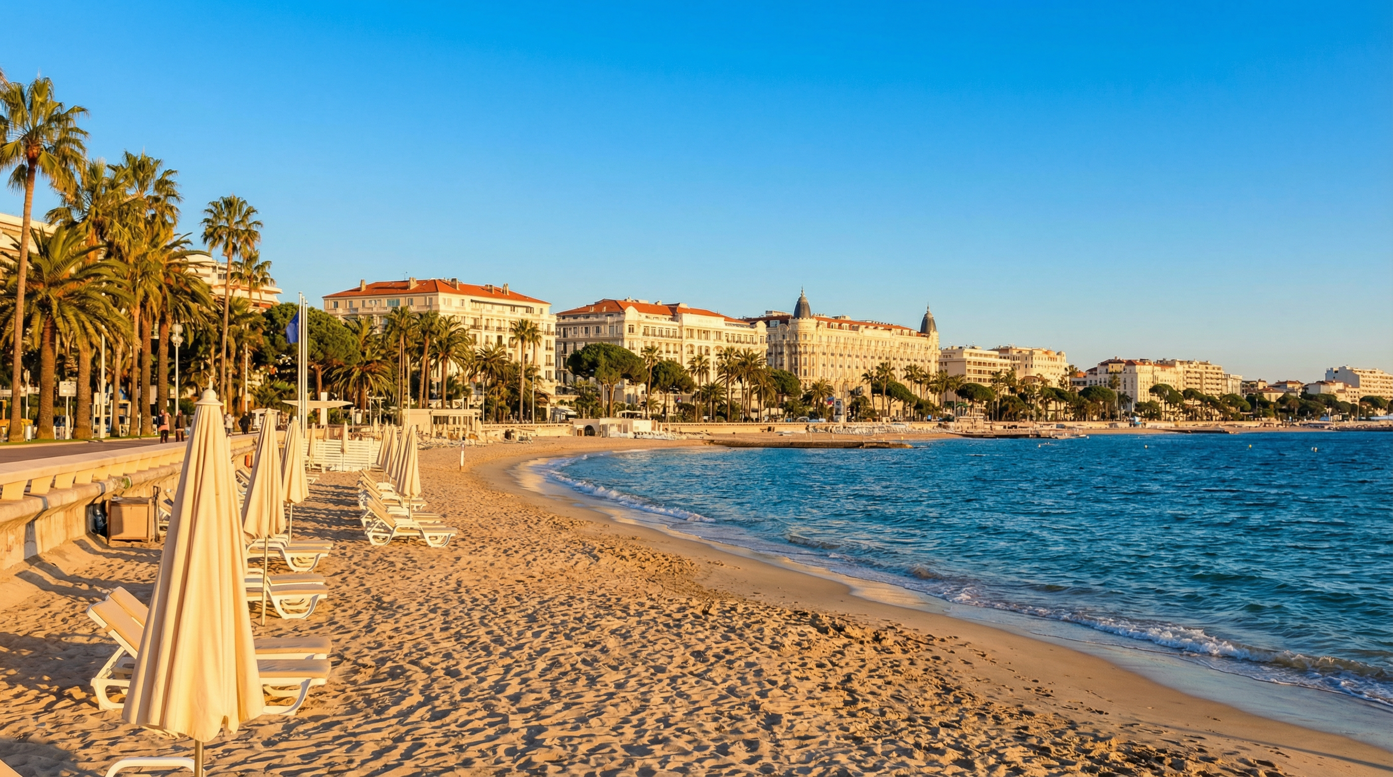 Plage dorée sur la Côte d Azur avec vue panoramique