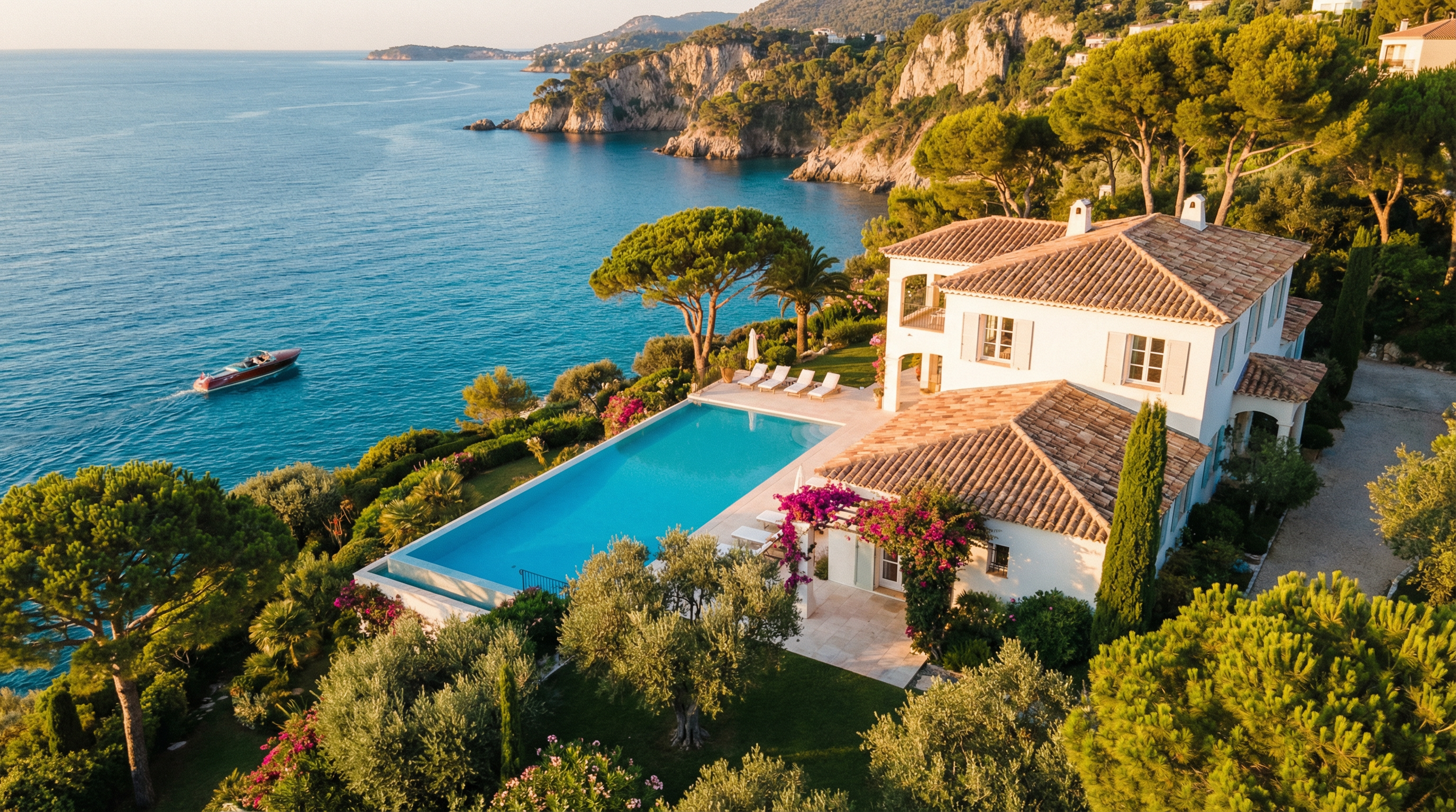 Vue aérienne d une villa de luxe avec piscine sur la Côte d Azur